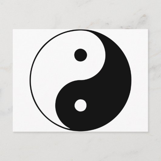 Yin Yang Ying Taoism Sign Chinese Taijitu Black Briefkaart (Voorkant)