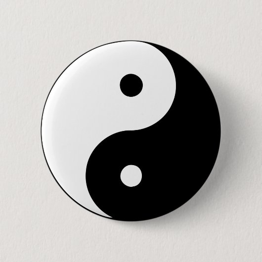 Yin Yang Ying Taoism Sign Chinese Taijitu Black Ronde Button 5,7 Cm (Voorkant)