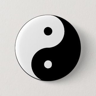 Yin Yang Ying Taoism Sign Chinese Taijitu Black Ronde Button 5,7 Cm