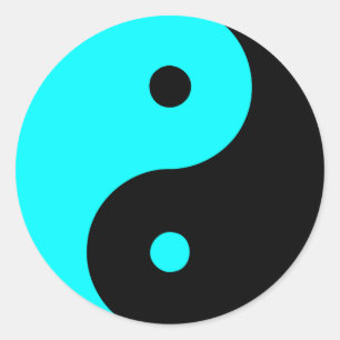 Yin Yang Ying Taoism Sign Chinese Taijitu Blue Ronde Sticker