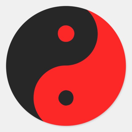 Yin Yang Ying Taoïsme Teken Chinees Taijitu Rood Ronde Sticker (Voorkant)