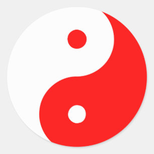 Yin Yang Ying Taoïsme Teken Chinees Taijitu Rood Ronde Sticker