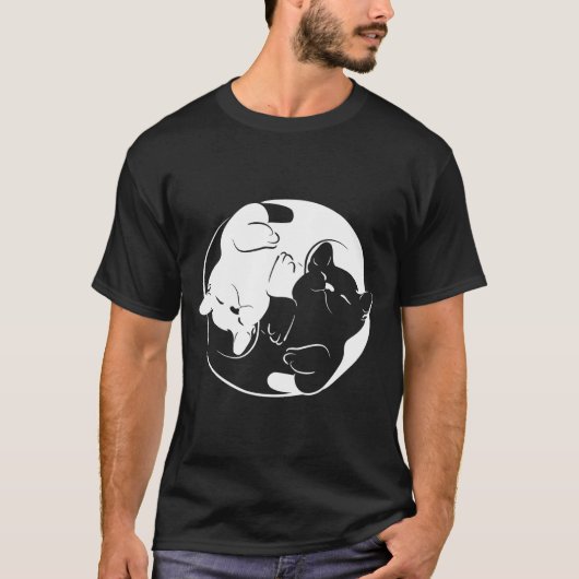 Yin Yang Yoga Zen Cats Yoga Ca T-shirt (Voorkant)
