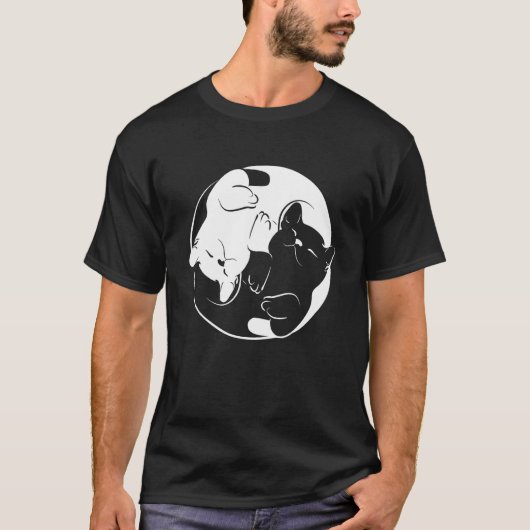 Yin Yang Yoga Zen Katten - Yoga Kat T-shirt (Voorkant)