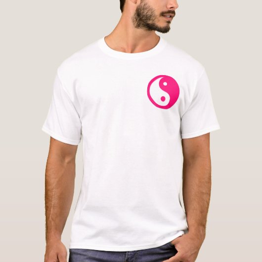 Yin-Yang, zakje, roze en wit T-shirt (Voorkant)