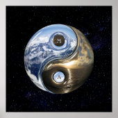 Yin Yang Zee Mountains met jouw monogram Poster (Voorkant)