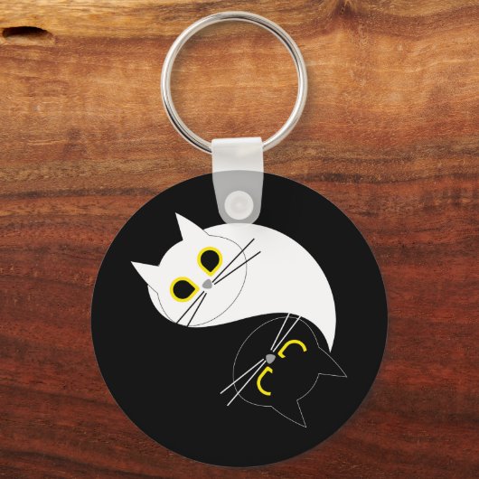 YIN YANG Zen Cat sleutelhanger (Voorkant)