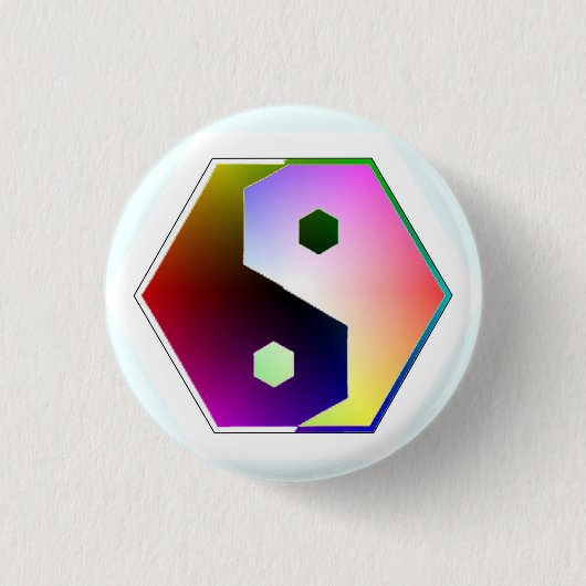 Yin Yang Zeshoek Ronde Button 3,2 Cm (Voorkant)