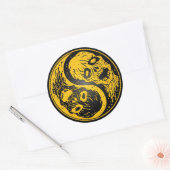 Yin Yang Zombies Geel en Zwart Ronde Sticker (Envelop)