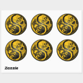 Yin Yang Zombies Geel en Zwart Ronde Sticker (Vel)