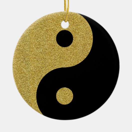 Yin Yang Zwart en goud Ornament (Voorkant)