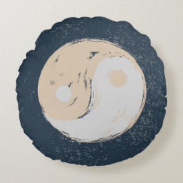 Yin Yang Zwart en Tan Rond Kussen