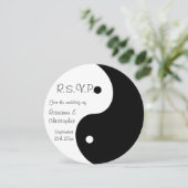 Yin Yang Zwart En Wit RSVP Huwelijk Kaart (Staand voorkant)