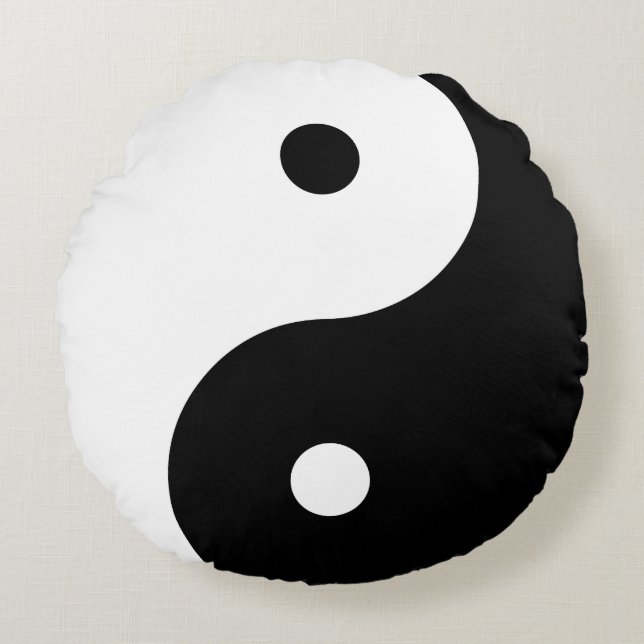 Yin Yang - zwart Rond Kussen (Voorkant)