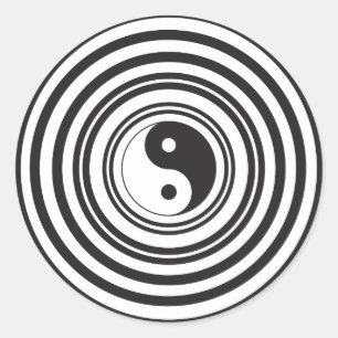 Yin Yang Zwart Wit Concentrische cirkels Patroon Ronde Sticker