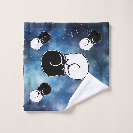 Yin Yang Zwart-wit Katten Kittens opgerold Washandje (Wasdoekje)