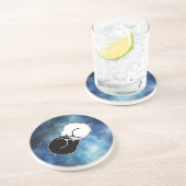 Yin Yang Zwart-wit Katten Kittens opgerold Zandsteen Onderzetter (Zijkant)