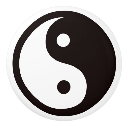 Yin-Yang Zwart/Wit Keramische Knop (Voorkant)