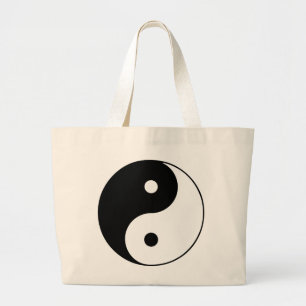 Yin Yang Zwart Wit Klassiek Symbool Ontwerp Grote Tote Bag