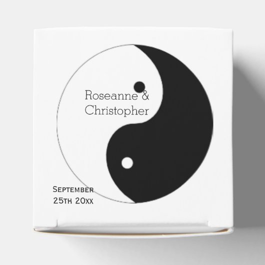 Yin Yang zwart-wit ontwerp bruiloft Bedankdoosjes (Bovenkant)