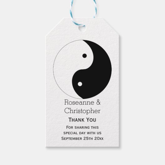 Yin Yang Zwart-wit Ontwerp Bruiloft Cadeaulabel (Voorkant)
