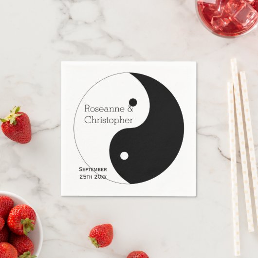 Yin Yang zwart-wit ontwerp bruiloft Servet (Insitu)