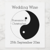 Yin Yang zwart-wit ontwerp bruiloft Wijn Etiket (Enkel label)