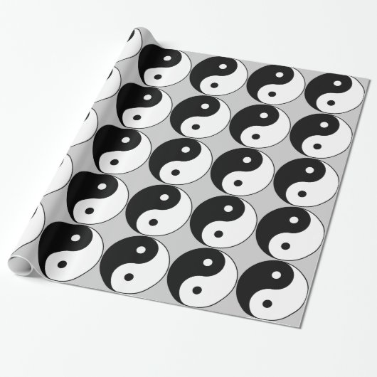 yin yang zwart wit symbool cadeaupapier (Uitgerold)