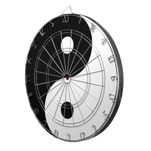 yin yang zwart wit symbool dartbord (Voorkant Rechts)