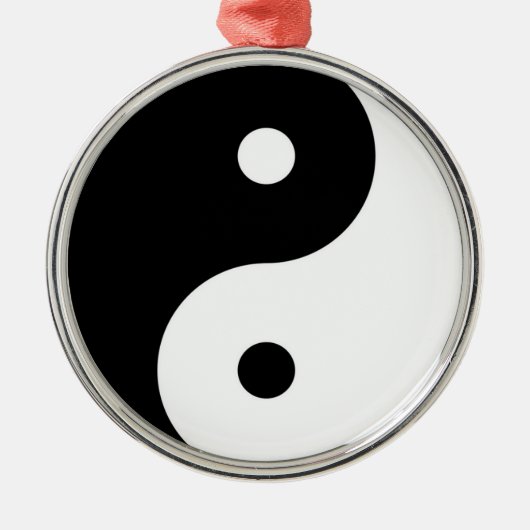 yin yang zwart wit symbool metalen ornament (Voorkant)