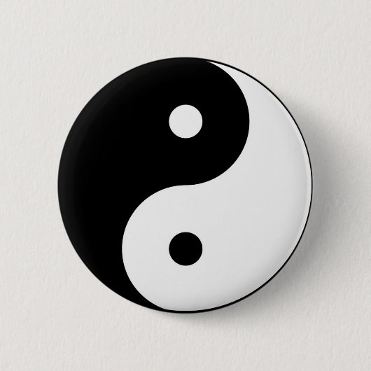 yin yang zwart wit symbool ronde button 5,7 cm (Voorkant)