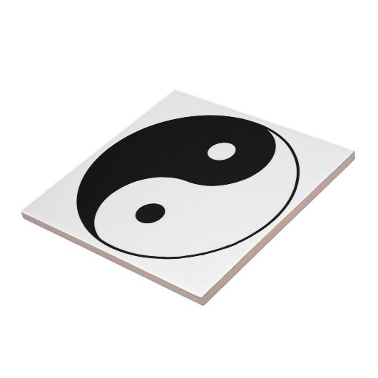 yin yang zwart wit symbool tegeltje (Zijkant)