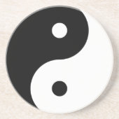 yin yang zwart wit symbool zandsteen onderzetter (Voorkant)