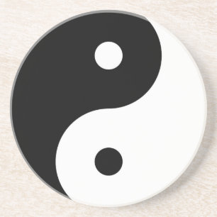 yin yang zwart wit symbool zandsteen onderzetter
