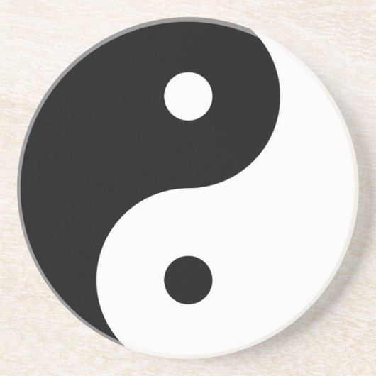 yin yang zwart wit symbool zandsteen onderzetter (Voorkant)