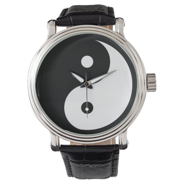 Yin-yang Zwart/Wit Taoïst Horloge (Voorkant)