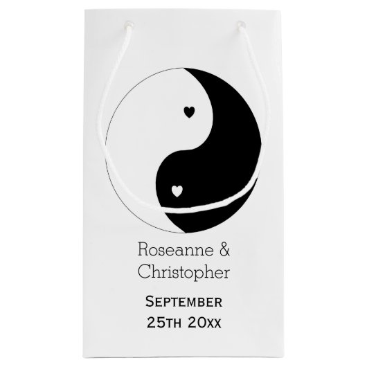 Yin Yang Zwart-witte harten ontwerp bruiloft Klein Cadeauzakje (Achterkant)