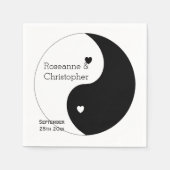 Yin Yang Zwart-witte harten ontwerp bruiloft Servet (Voorkant)