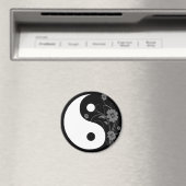 Yin Yang Zwarte Bloemen Magneet (Insitu (Vaatwasser))
