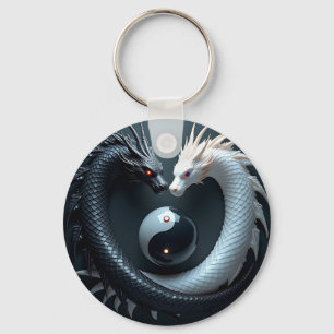 Yin Yang Zwarte en Witte Draken Sleutelhanger