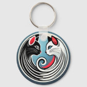 🐱 Yin Yang Zwarte Witte Katten Catafans Geschenk  Sleutelhanger (Achterkant)