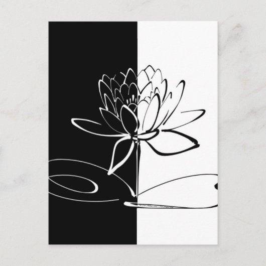 Yin Yang Zwarte Witte Lotusbloem Briefkaart (Voorkant)