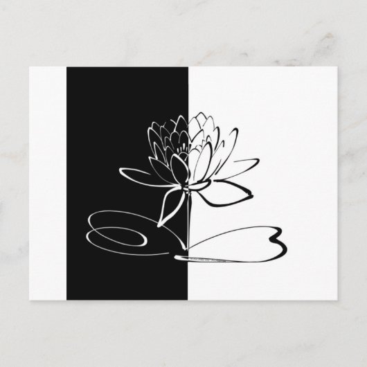 Yin Yang Zwarte Witte Lotusbloem Briefkaart (Voorkant)