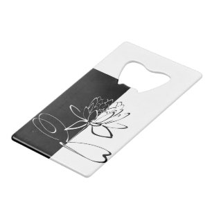 Yin Yang Zwarte Witte Lotusbloem Creditkaart Flessenopener