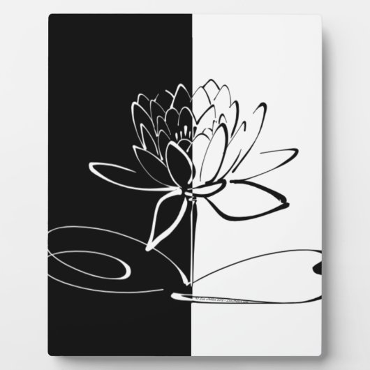 Yin Yang Zwarte Witte Lotusbloem Fotoplaat (Voorkant)