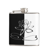 Yin Yang Zwarte Witte Lotusbloem Heupfles (Voorkant)