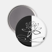 Yin Yang Zwarte Witte Lotusbloem Magneet (Voorkant / Achterkant)