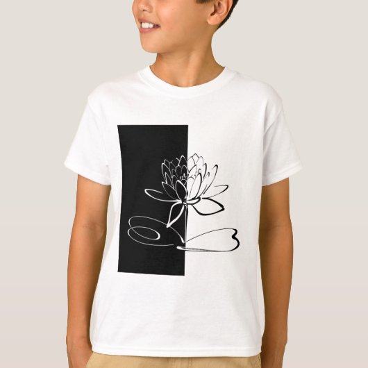 Yin Yang Zwarte Witte Lotusbloem T-shirt (Voorkant)