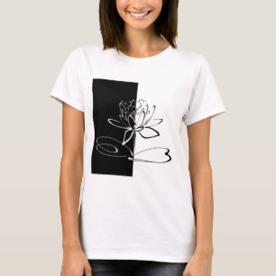 Yin Yang Zwarte Witte Lotusbloem T-shirt