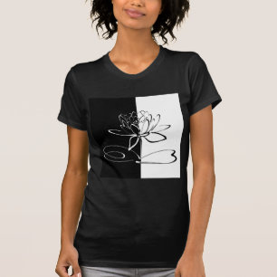 Yin Yang Zwarte Witte Lotusbloem T-shirt